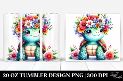 Colorful Flower Crown Turtle Tumbler Product Image 1