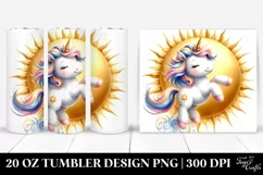 Cute Baby Unicorn Dancing from Golden Sun | 20 Oz Tumbler Product Image 1
