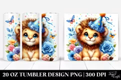 Colorful Small Baby Lion Cuddling Party Hat | 20 Oz Tumbler Product Image 1