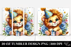 Colorful Small Baby Lion Cuddling Party Hat | 20 Oz Tumbler Product Image 1