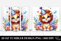 Colorful Small Baby Lion Cuddling Party Hat | 20 Oz Tumbler Product Image 1