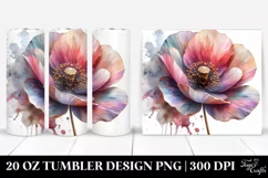 Watercolor Poppy on Wooden Background Product Image 1