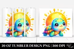Colorful Small Baby Turtle with Smiling Sun | 20 Oz Tumbler Product Image 1