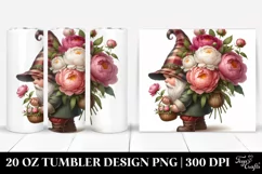 Peony Bouquet Gnome | 20 Oz Tumbler Product Image 1