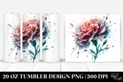20 Oz Tumbler Sublimation | red carnation glass like Product Image 1