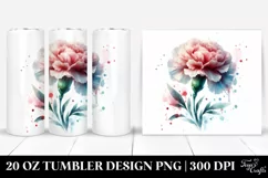 20 Oz Tumbler Sublimation | red carnation glass like Product Image 1