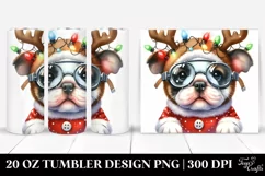 Enthusiastic Bulldog with Reindeer Horns, Transparent 20 Oz Product Image 1