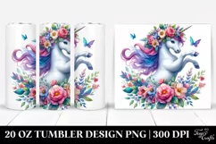 Unicorn Floral Wreath Dancing | 20 oz Tumbler Product Image 1