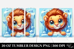 Cute Baby Lion Emerging from Icy Wall, High-Res 20 Oz Product Image 1