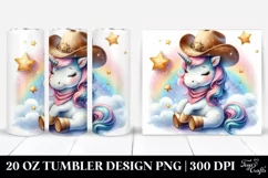 Cute Unicorn with Cowboy Hat, Transparent 20 Oz Tumbler Product Image 1