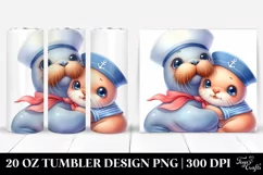 Cute Baby Walrus in Colorful Design, Transparent 20 Oz Product Image 1