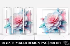 Glossy Pastel Camellia in Watercolor, Transparent 20 Oz Product Image 1