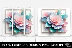Glossy Pastel Camellia in Watercolor, Transparent 20 Oz Product Image 1