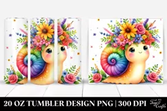 Cartoon-Style Snail with Flower Crown | 20 oz Tumbler Product Image 1