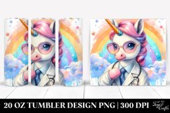 Colorful Baby Unicorn in Lab Coat. 20 Oz Tumbler Design Product Image 1
