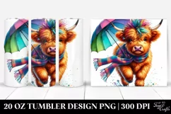 Running Highlandcow with Umbrella, Transparent 20 Oz Tumbler Product Image 1