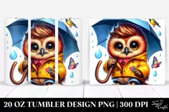 Cute Baby Owl with Raincoat and Umbrella Product Image 1