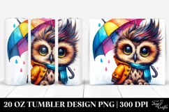 Cute Baby Owl with Raincoat and Umbrella Product Image 1