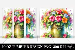Vibrant Impatiens Watercolor Can | 20 Oz Tumbler Product Image 1
