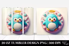 Pastel Penguin with Angel Tie, Transparent 20 Oz Tumbler Product Image 1