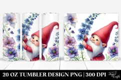 Cute Gnome Floating with Delphinium | 20 Oz Tumbler Product Image 1