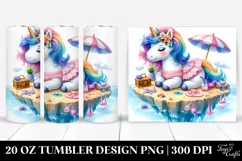 Whimsical Unicorn in Beachwear, Transparent 20 Oz Tumbler Product Image 1