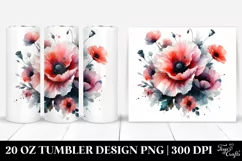 Abstract Poppy in Watercolor Design, Transparent 20 Oz Product Image 1