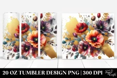 Abstract Watercolor Bouquet Gold Foil | 20 Oz Tumbler Product Image 1