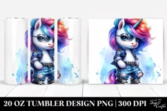 Cute Unicorn in Paint-Like Style, Transparent 20 Oz Tumbler Product Image 1