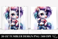Cute Unicorn in Paint-Like Style, Transparent 20 Oz Tumbler Product Image 1