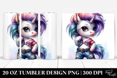 Cute Unicorn in Paint-Like Style, Transparent 20 Oz Tumbler Product Image 1