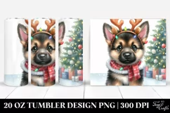 Baby German Shepherd with Reindeer Horns and Christmas Tree Product Image 1