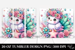 Cartoon-Style Peacock with Flower Crown | 20 oz Tumbler Product Image 1