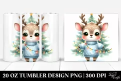 Baby Deer with Reindeer Horns and Christmas Tree 20 Oz Product Image 1