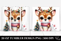 Expressive Winter Deer Baby Watercolor 20 Oz Tumbler Product Image 1