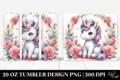Baby Unicorn in Carnation Frame | 20 oz Tumbler Product Image 1