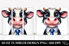 Watercolor Cow Portrait with Tie | 20 Oz Tumbler Product Image 1