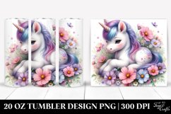 Cute Baby Unicorn with Cosmos | 20 Oz Tumbler Product Image 1