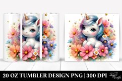 Cute Baby Unicorn with Cosmos | 20 Oz Tumbler Product Image 1