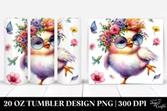Cute Baby Chicken Dancing with Floral Wreath Product Image 1
