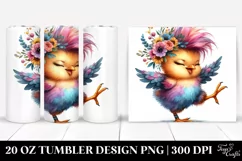 Cute Baby Chicken Dancing with Floral Wreath Product Image 1