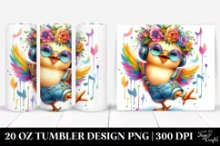 Cute Baby Chicken Dancing with Floral Wreath Product Image 1