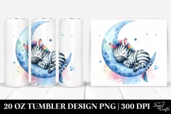 Colorful Baby Zebra Sleeping on the Moon | 20 Oz Tumbler Product Image 1