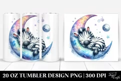 Colorful Baby Zebra Sleeping on the Moon | 20 Oz Tumbler Product Image 1