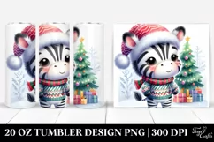 Baby Zebra with Santa Hat and Christmas Tree 20 Oz Tumbler Product Image 1