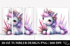 Watercolor Baby Unicorn with Heather | 20 Oz Tumbler Product Image 1