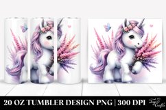 Watercolor Baby Unicorn with Heather | 20 Oz Tumbler Product Image 1