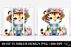 Colorful Cute Tiger Dressed for Summer | 20 Oz Tumbler Product Image 1