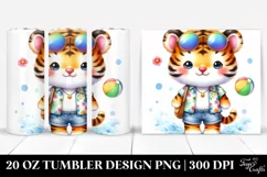 Colorful Cute Tiger Dressed for Summer | 20 Oz Tumbler Product Image 1