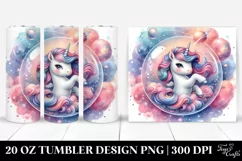Watercolor Unicorn in Bubble Dreamy Nebula | 20 Oz Tumbler Product Image 1